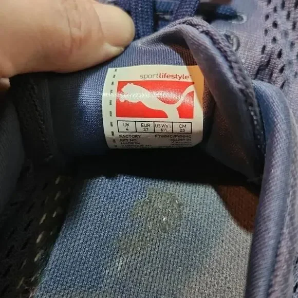 Puma Ladies Size 6.5 Blue Mesh Lo Top Sneakers - Picture 6 of 6